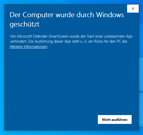 Window with message: "The computer has been protected by Windows"