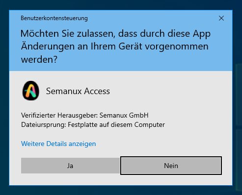 Window with message: "Do you want to allow changes to be made to your device by this app?"