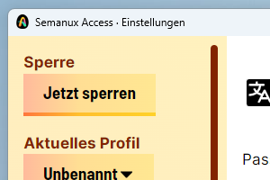 Jetzt sperren im Einstellungsfenster